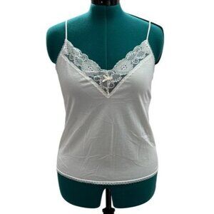 Vintage White Lace Trim Camisole By Private Treasures Women's Size M